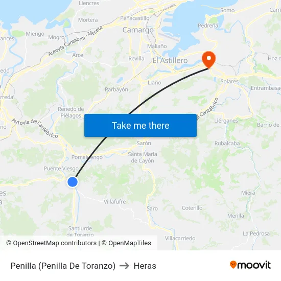 Penilla (Penilla De Toranzo) to Heras map