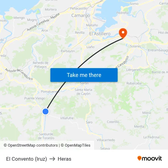 El Convento (Iruz) to Heras map