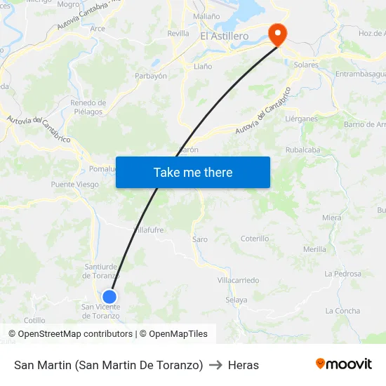 San Martin (San Martin De Toranzo) to Heras map