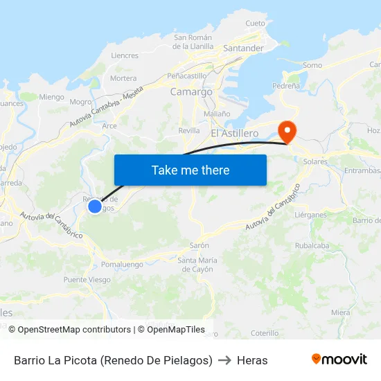 Barrio La Picota (Renedo De Pielagos) to Heras map