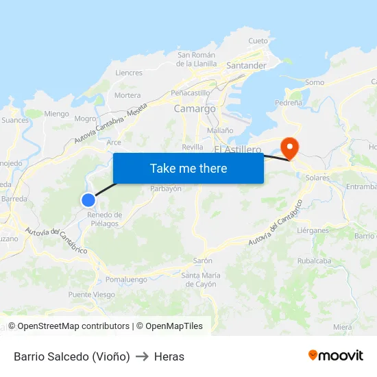 Barrio Salcedo (Vioño) to Heras map