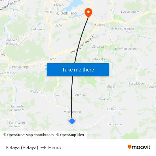 Selaya (Selaya) to Heras map