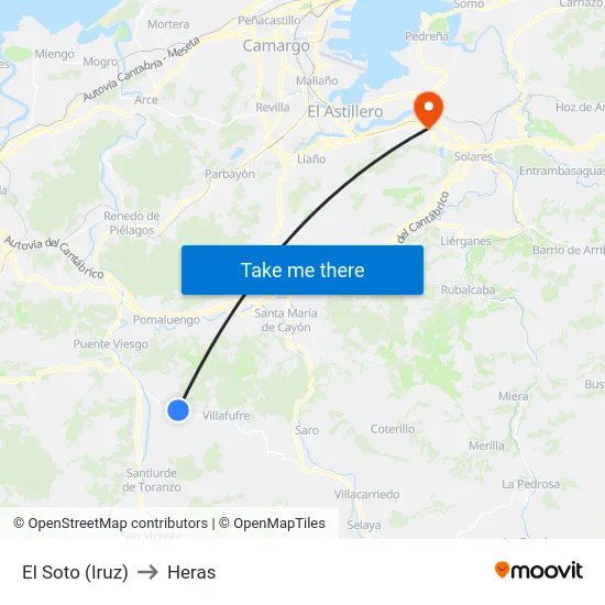 El Soto (Iruz) to Heras map