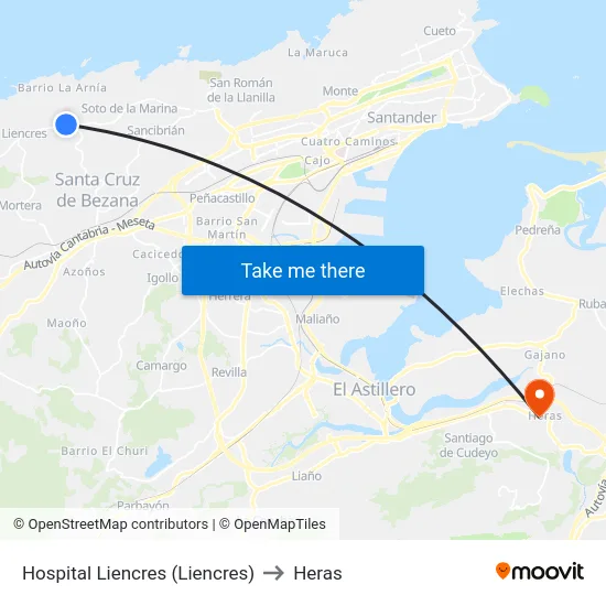 Hospital Liencres (Liencres) to Heras map