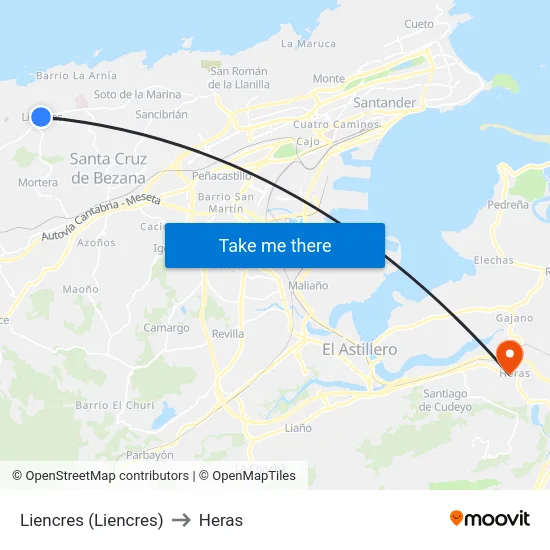 Liencres (Liencres) to Heras map