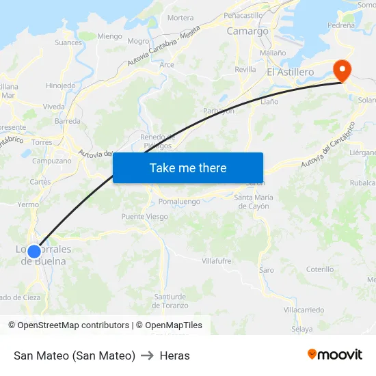 San Mateo (San Mateo) to Heras map