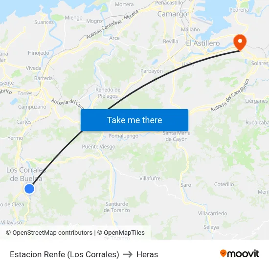 Estacion Renfe (Los Corrales) to Heras map