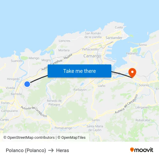 Polanco (Polanco) to Heras map