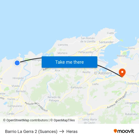 Barrio La Gerra 2 (Suances) to Heras map