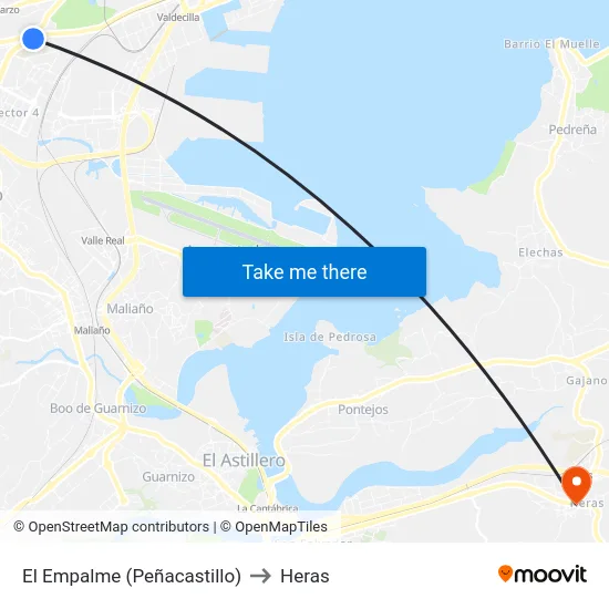 El Empalme (Peñacastillo) to Heras map