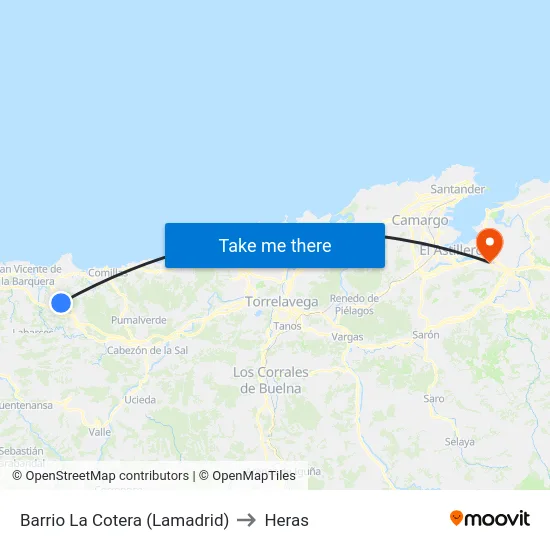 Barrio La Cotera (Lamadrid) to Heras map