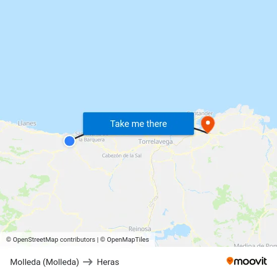 Molleda (Molleda) to Heras map