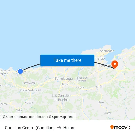 Comillas Centro (Comillas) to Heras map