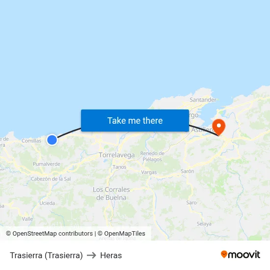 Trasierra (Trasierra) to Heras map