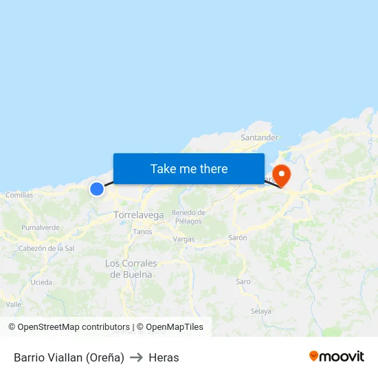 Barrio Viallan (Oreña) to Heras map