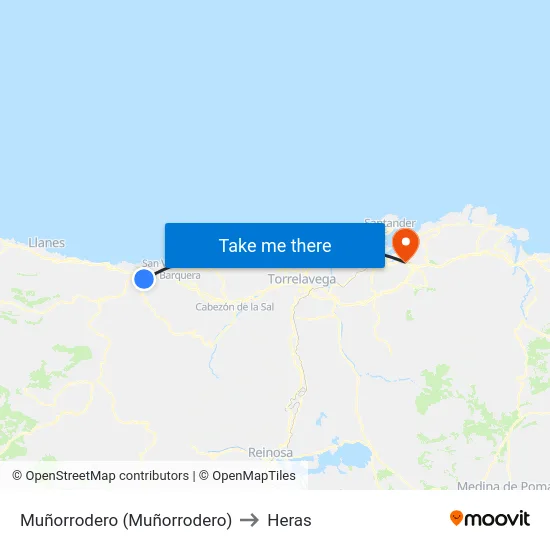 Muñorrodero (Muñorrodero) to Heras map