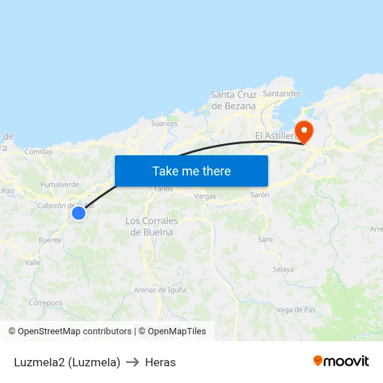 Luzmela2 (Luzmela) to Heras map