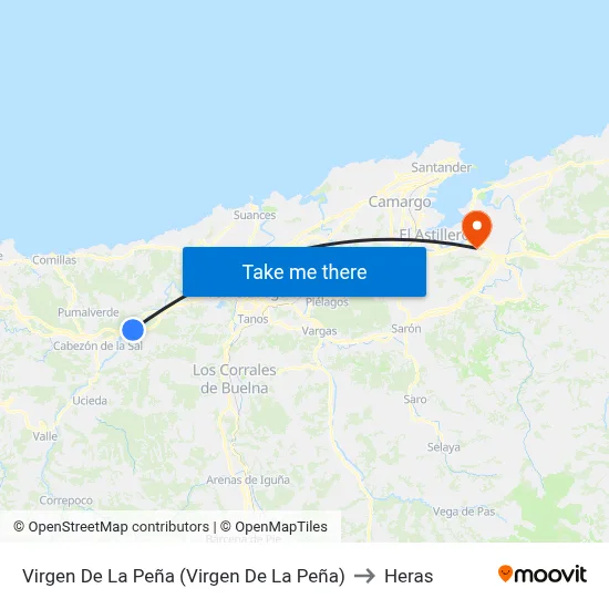 Virgen De La Peña (Virgen De  La Peña) to Heras map