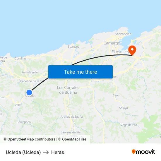 Ucieda (Ucieda) to Heras map