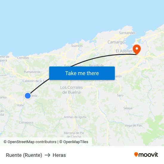 Ruente (Ruente) to Heras map
