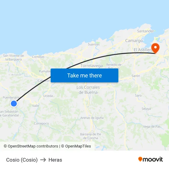 Cosio (Cosio) to Heras map