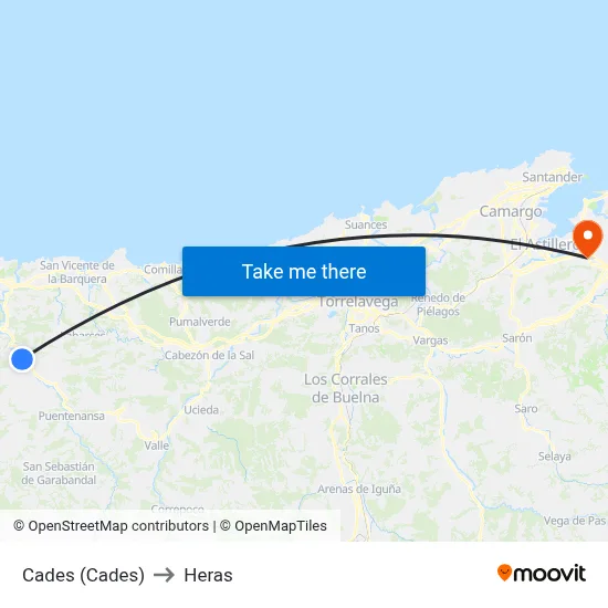 Cades (Cades) to Heras map