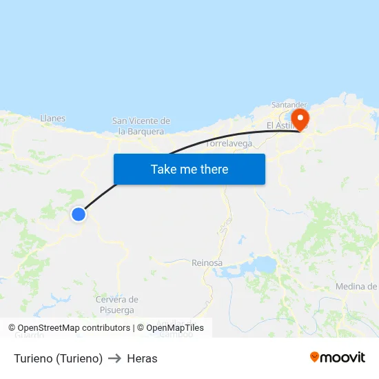 Turieno (Turieno) to Heras map