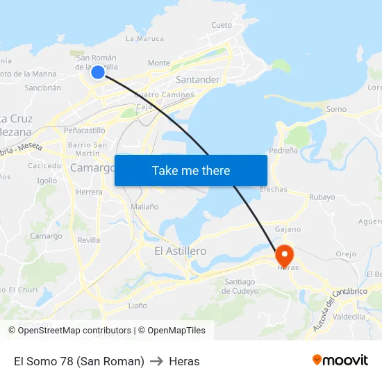 El Somo 78 (San Roman) to Heras map