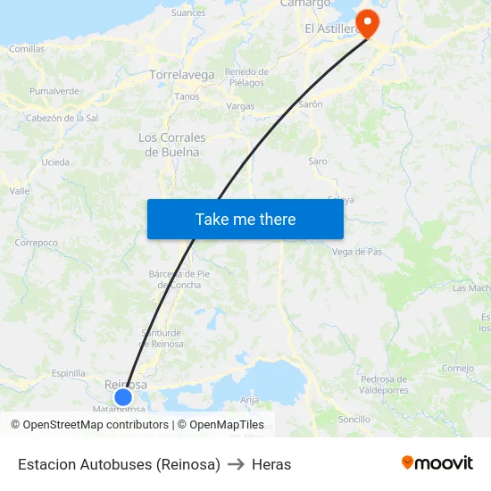 Estacion Autobuses (Reinosa) to Heras map