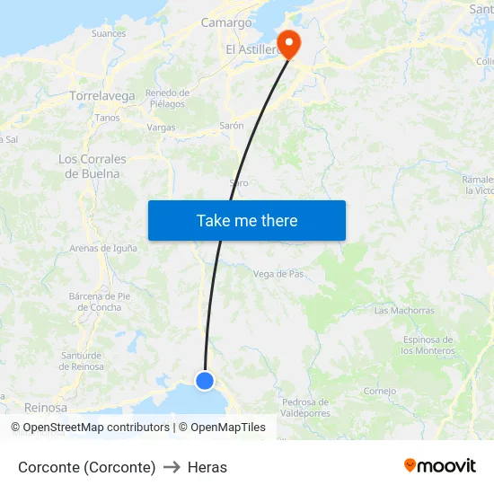 Corconte (Corconte) to Heras map