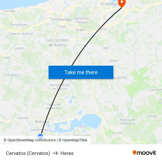 Cervatos (Cervatos) to Heras map