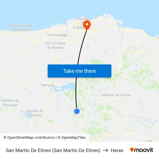 San Martin De Elines (San Martin De Elines) to Heras map