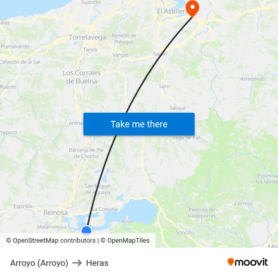 Arroyo (Arroyo) to Heras map