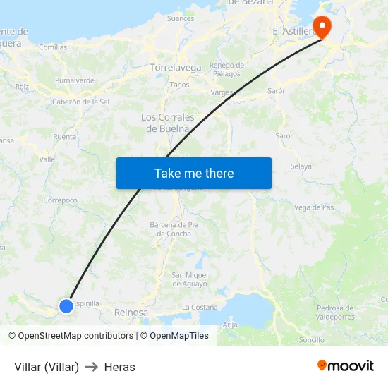 Villar (Villar) to Heras map