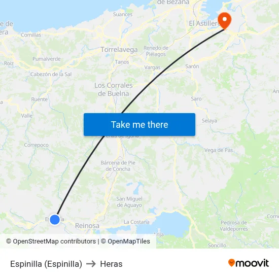 Espinilla (Espinilla) to Heras map