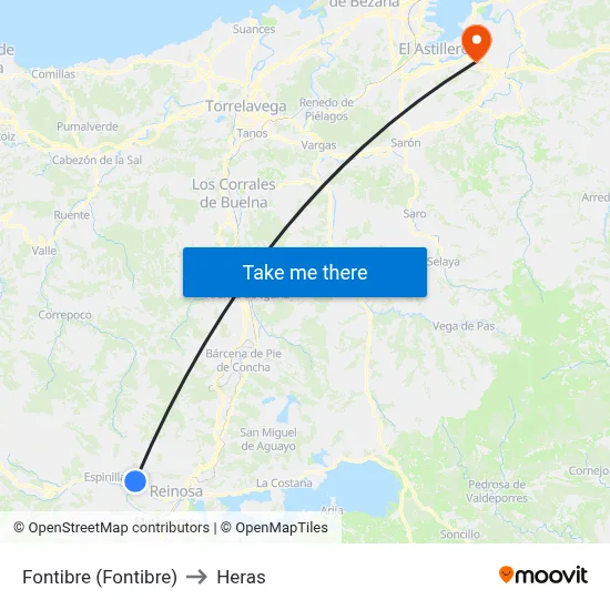 Fontibre (Fontibre) to Heras map