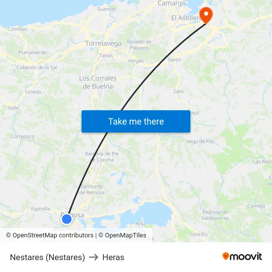 Nestares (Nestares) to Heras map