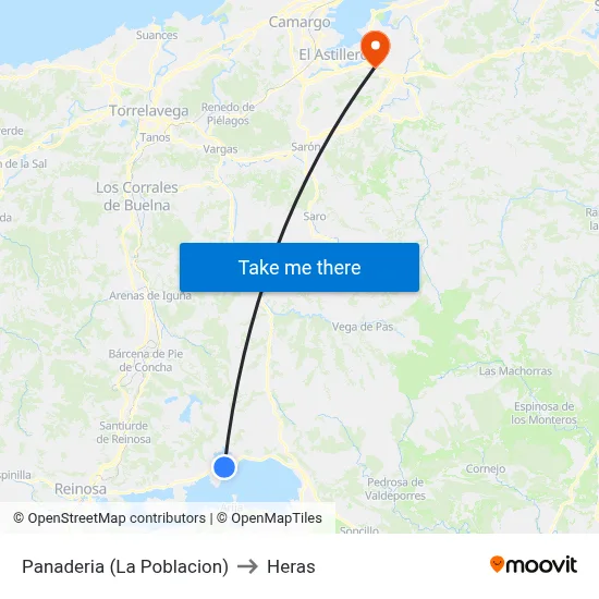 Panaderia (La Poblacion) to Heras map