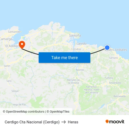 Cerdigo Cta Nacional (Cerdigo) to Heras map
