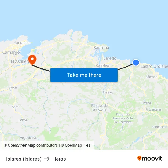 Islares (Islares) to Heras map