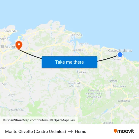 Monte Olivette (Castro Urdiales) to Heras map