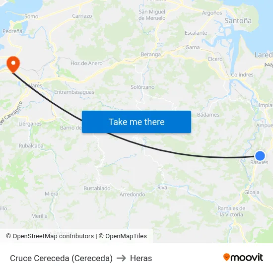 Cruce Cereceda (Cereceda) to Heras map