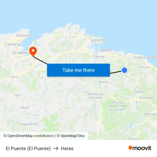 El Puente (El Puente) to Heras map