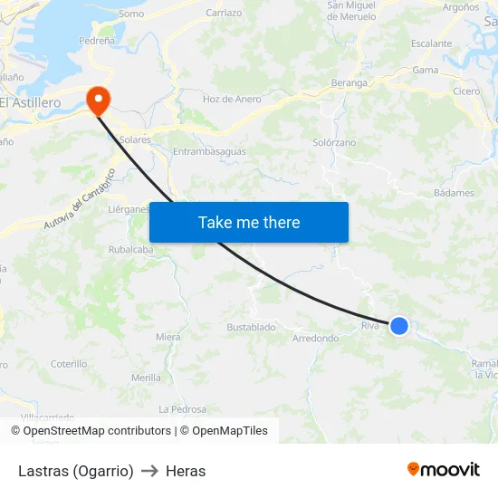 Lastras (Ogarrio) to Heras map