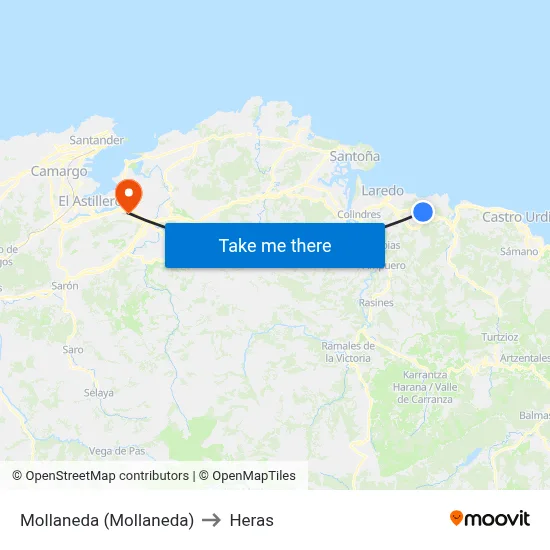 Mollaneda (Mollaneda) to Heras map