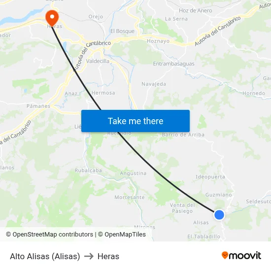Alto Alisas (Alisas) to Heras map