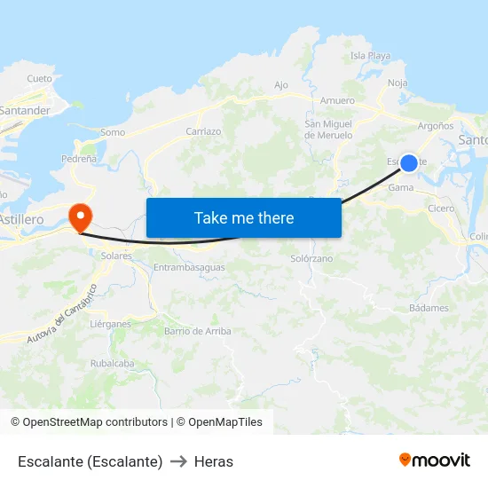 Escalante (Escalante) to Heras map