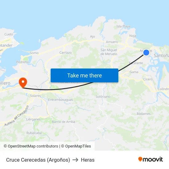 Cruce Cerecedas (Argoños) to Heras map