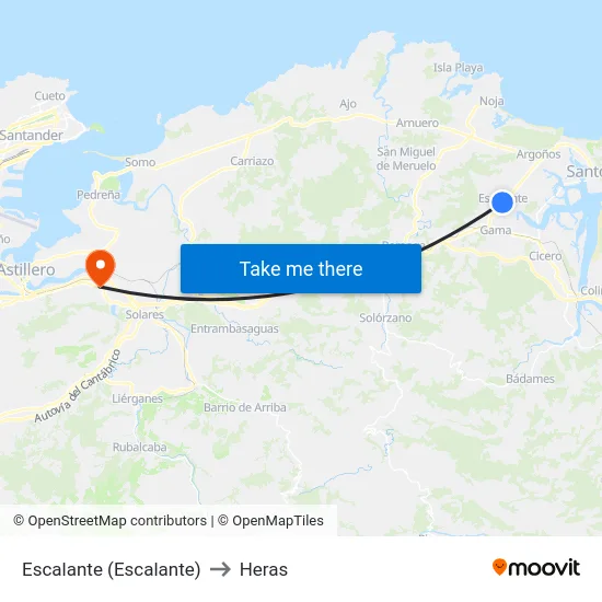 Escalante (Escalante) to Heras map
