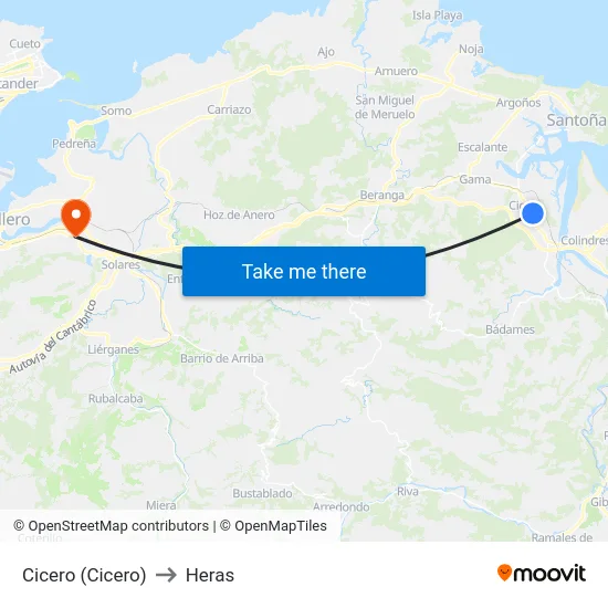 Cicero (Cicero) to Heras map